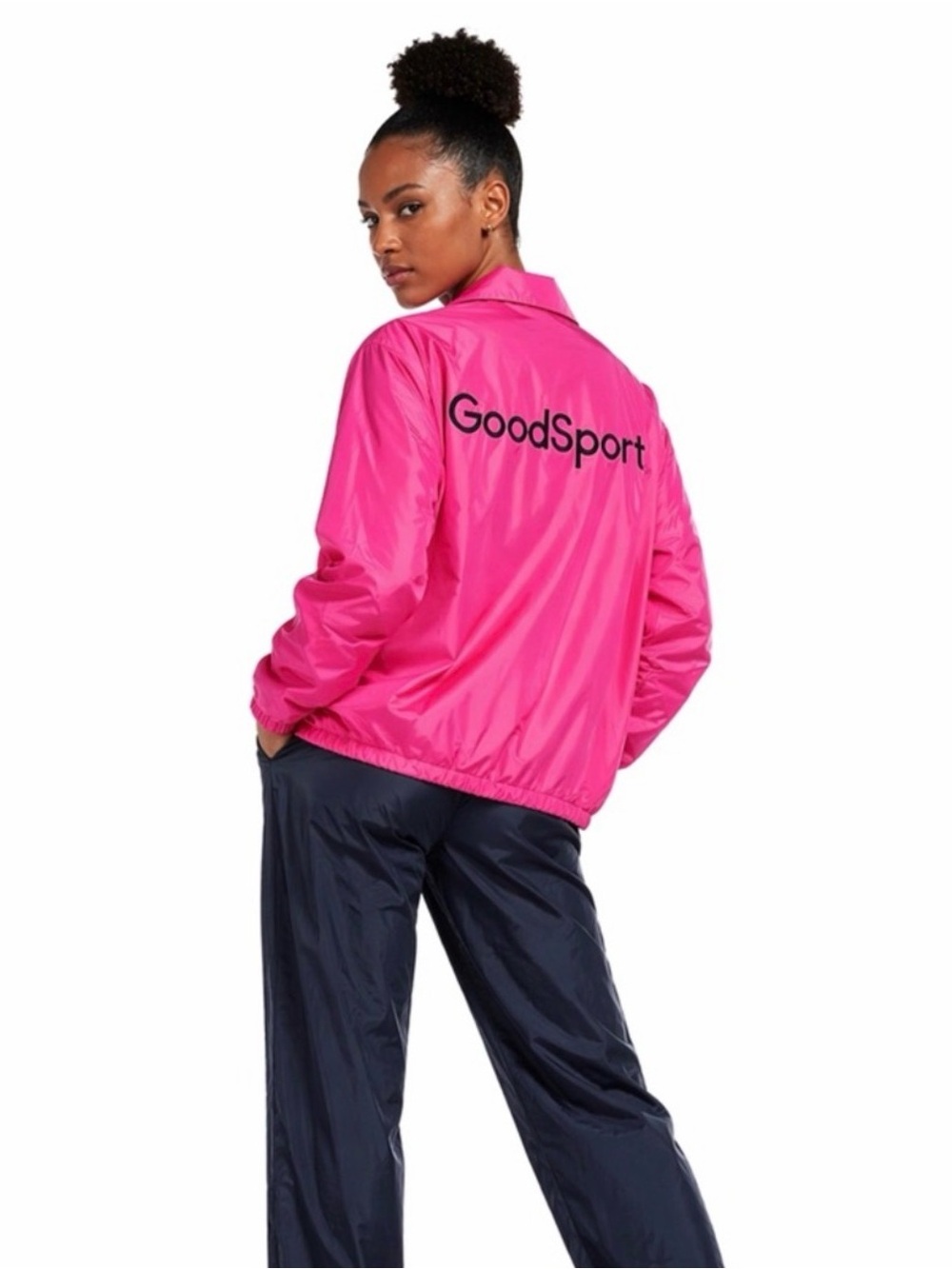 2 Piece: Tory Sport (Tory Burch) bright pink satin jacket and matching skirt